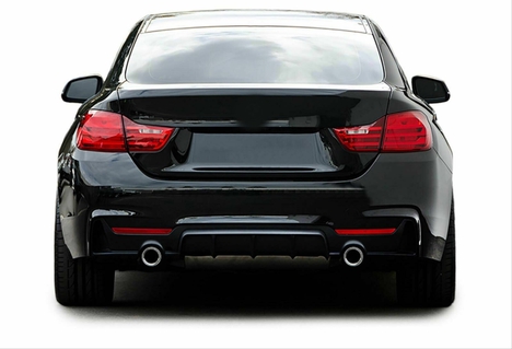 BMW 4 SERISI F32-F36 2014-2020 UYUMLU M DIFUZOR CIFT CIKIS INCE PIANO BLACK